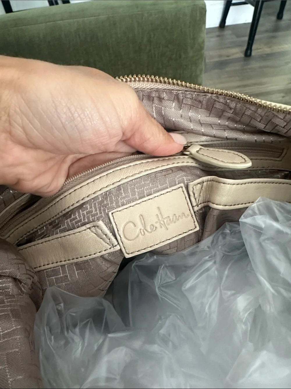 Cole Haan hobo bag in pumice amalfi new with tags Cream